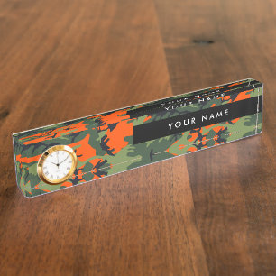 Porte-nom Pour Bureau Camo Vert et Orange, Camouflage, Militaire, Armée