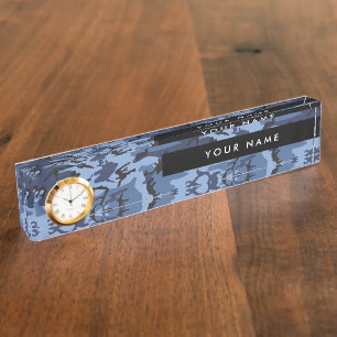 Porte-nom Pour Bureau Camouflage bleu marine Votre nom Personnalisez