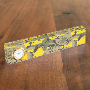 Porte-nom Pour Bureau Camouflage jaune et vert, Militaire, Armée