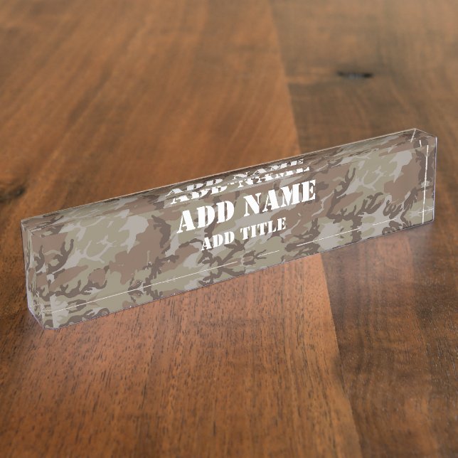 Porte-nom Pour Bureau Camouflage militaire du désert de Woodland (Taille)