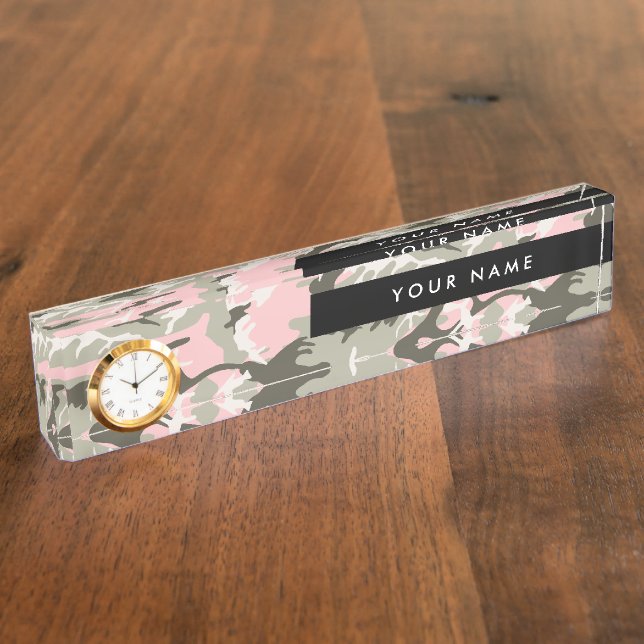 Porte-nom Pour Bureau Camouflage rose et vert, Militaire, Armée (Taille)