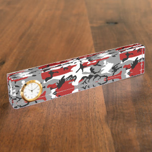 Porte-nom Pour Bureau Camouflage rouge et gris, Militaire, Armée