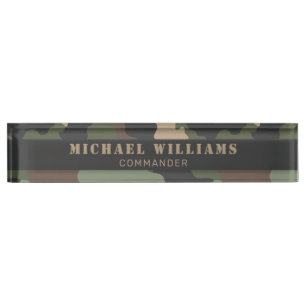 Porte-nom Pour Bureau Camouflage Woodland Camo Militaire Kaki Tan Black