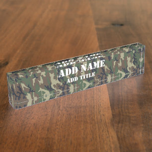 Porte-nom Pour Bureau Camouflage Woodland Motif militaire