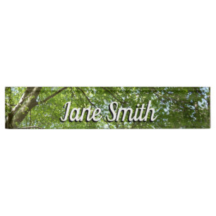 Porte-nom Pour Bureau Canopée du printemps Feuille Green Nature Scene