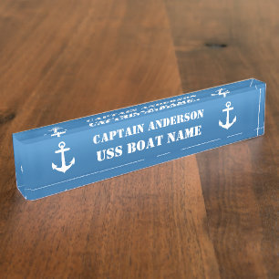 Porte-nom Pour Bureau Capitaine de Ancre et bateau classique