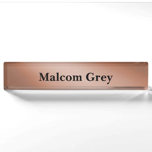 Porte-nom Pour Bureau Caramel Brown lune effet ombre (Devant)
