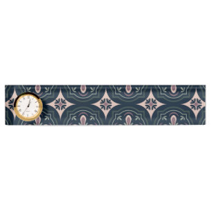 Porte-nom Pour Bureau carreaux géométriques floraux de couleur terreuse