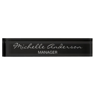 Porte-nom Pour Bureau Carte d'identité Black Grey Professional Script Ma