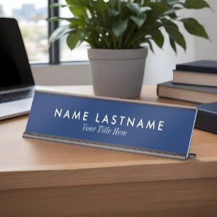 Porte-nom Pour Bureau Carte d'identité marine bleue minimaliste personna