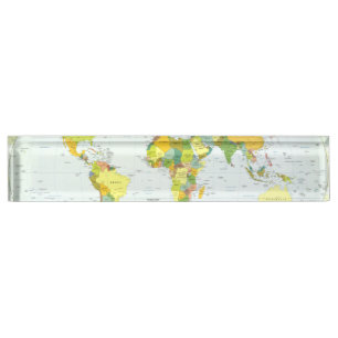 Porte-nom Pour Bureau Carte mondiale Globe Pays Atlas