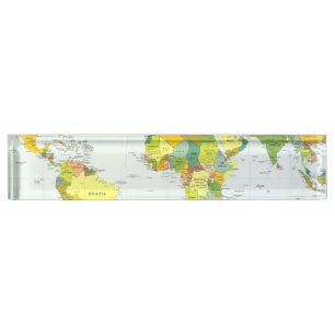 Porte-nom Pour Bureau Carte mondiale Globe Pays Atlas