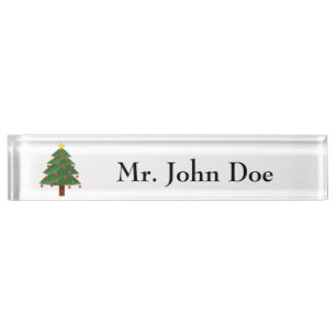 Porte-nom Pour Bureau Cartoon Arbre de Noël d'hiver avec ornements