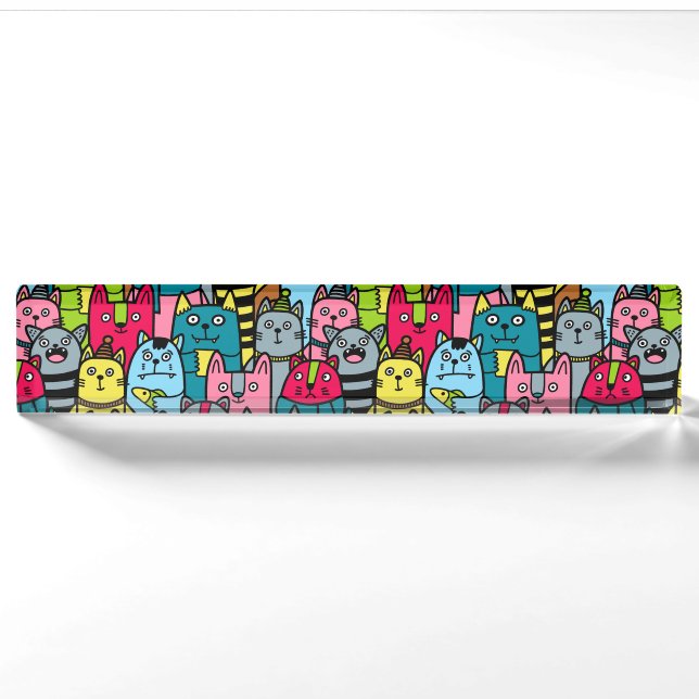 Porte-nom Pour Bureau Cat et kitten (Devant)