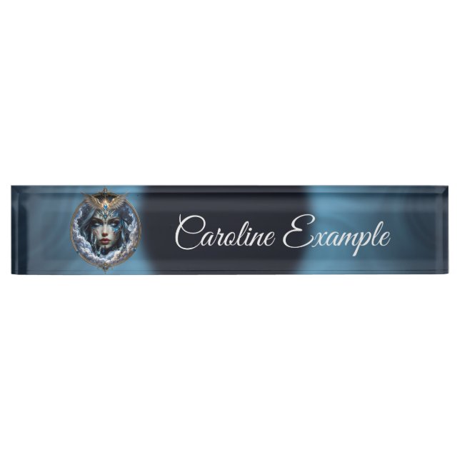 Porte-nom Pour Bureau Célestia – Gardienne du Ciel Infini (Devant)