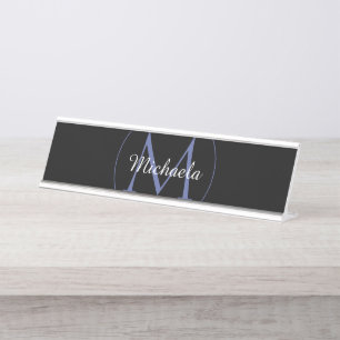 Porte-nom Pour Bureau Cercle minimal moderne nom initial monogramme mode