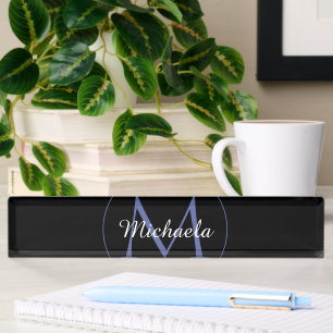 Porte-nom Pour Bureau Cercle minimal moderne nom initial monogramme mode
