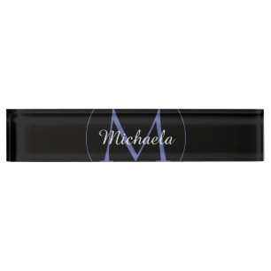 Porte-nom Pour Bureau Cercle minimal moderne nom initial monogramme mode