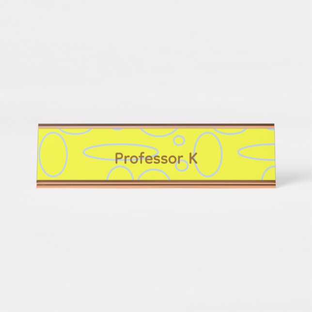 Porte-nom Pour Bureau Cercles et boucles jaunes du professeur (Devant)