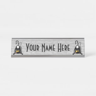 Porte-nom Pour Bureau Chat à l'envers Personnage de dessin animé drôle