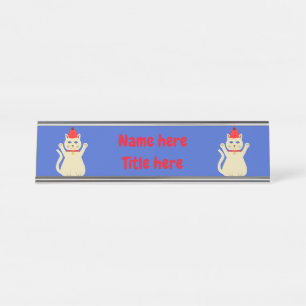 Porte-nom Pour Bureau Chat de Noël sur mesure