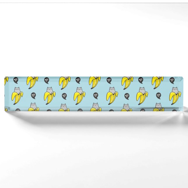 Porte-nom Pour Bureau Chat en banane (Devant)