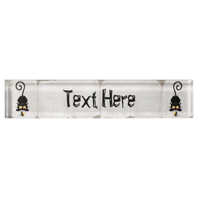 Porte-nom Pour Bureau Chat et souris avec des personnages de dessin amus (Devant)