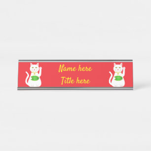 Porte-nom Pour Bureau Chat Oriental Lucky Personnalisé