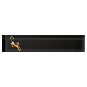 Porte-nom Pour Bureau Chat rouge drôle