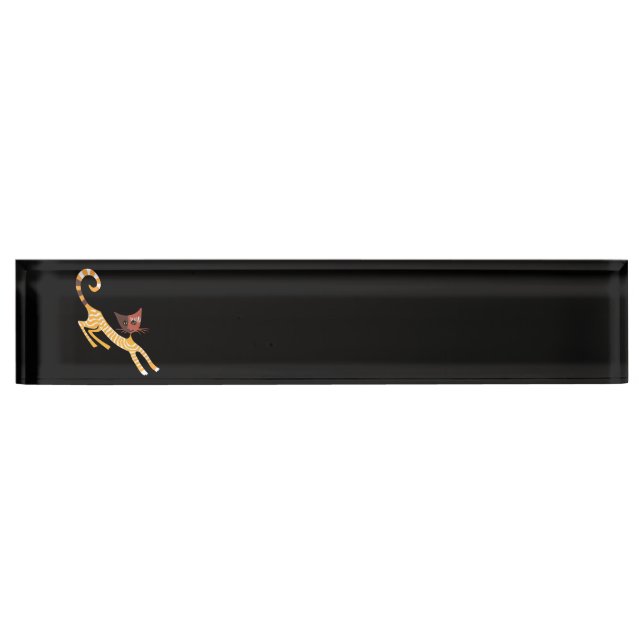 Porte-nom Pour Bureau Chat rouge drôle (Devant)