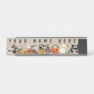 Porte-nom Pour Bureau Chats drôles de Halloween Fête