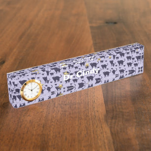 Porte-nom Pour Bureau Chats et Étoiles