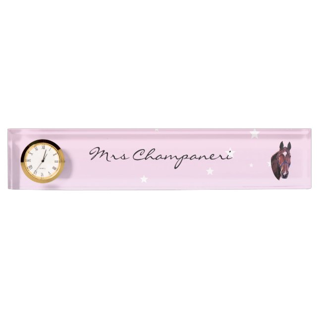 Porte-nom Pour Bureau Cheval de châtaignes (Devant)