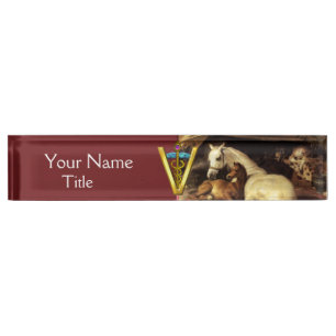 PORTE-NOM POUR BUREAU CHEVAUX, D'AUTRES ANIMAUX, SYMBOLE DE VÉTÉRINAIR