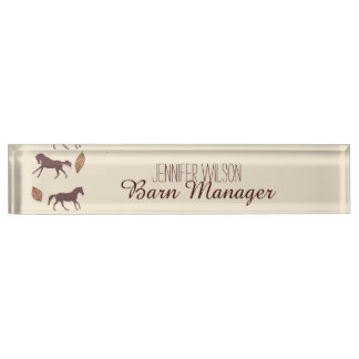 Porte-nom Pour Bureau Chevaux et Feuilles d'automne