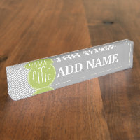 Chevrons gris et citron vert avec Monogramme perso