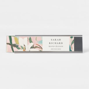 Porte-nom Pour Bureau Chic Boho coloré rose Turquoise vert peint Floral