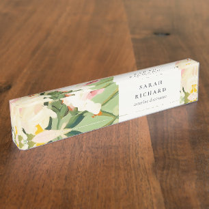 Porte-nom Pour Bureau Chic Boho coloré vert rose rose rose floral
