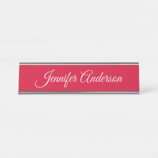 Porte-nom Pour Bureau Chic Calligraphie Élégant Cerisier Rouge Personnal