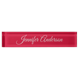 Porte-nom Pour Bureau Chic Calligraphie Élégant Cerisier Rouge Personnal