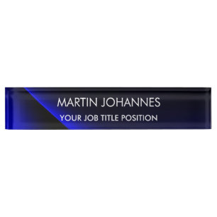 Porte-nom Pour Bureau Chic Elegant Plain Bleu Design
