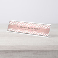 Chic moderne Rose or Chevron Monogrammé