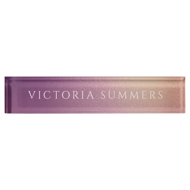 Porte-nom Pour Bureau Chic Shimmer violet Ombre (Devant)