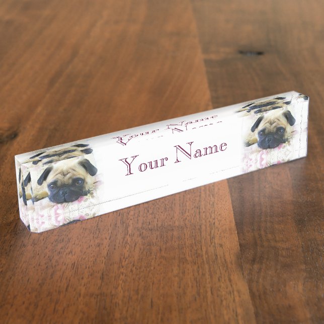 Porte-nom Pour Bureau Chien de carlin (Taille)