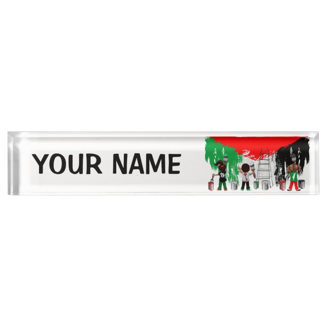 Porte-nom Pour Bureau Children of Gaza Painting Palestine Flag  (Devant)