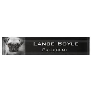 Porte-nom Pour Bureau Chiot de carlin
