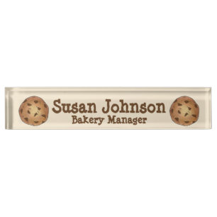Porte-nom Pour Bureau Chocolat Chip Cookie Bakie Manager Pâtisserie Chef