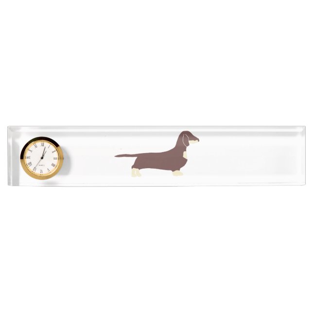 Porte-nom Pour Bureau chocolat et crème de silo dachshund (Devant)