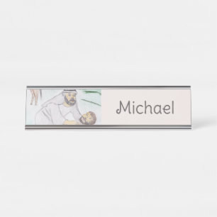 Porte-nom Pour Bureau Christian Artwork Le bon samaritain