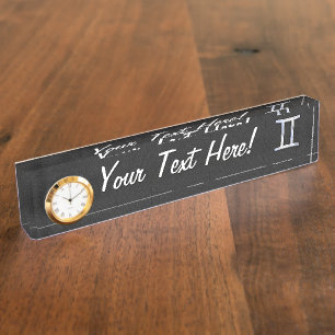 Porte-nom Pour Bureau Chrome Like Gemini Zodiac Sign
